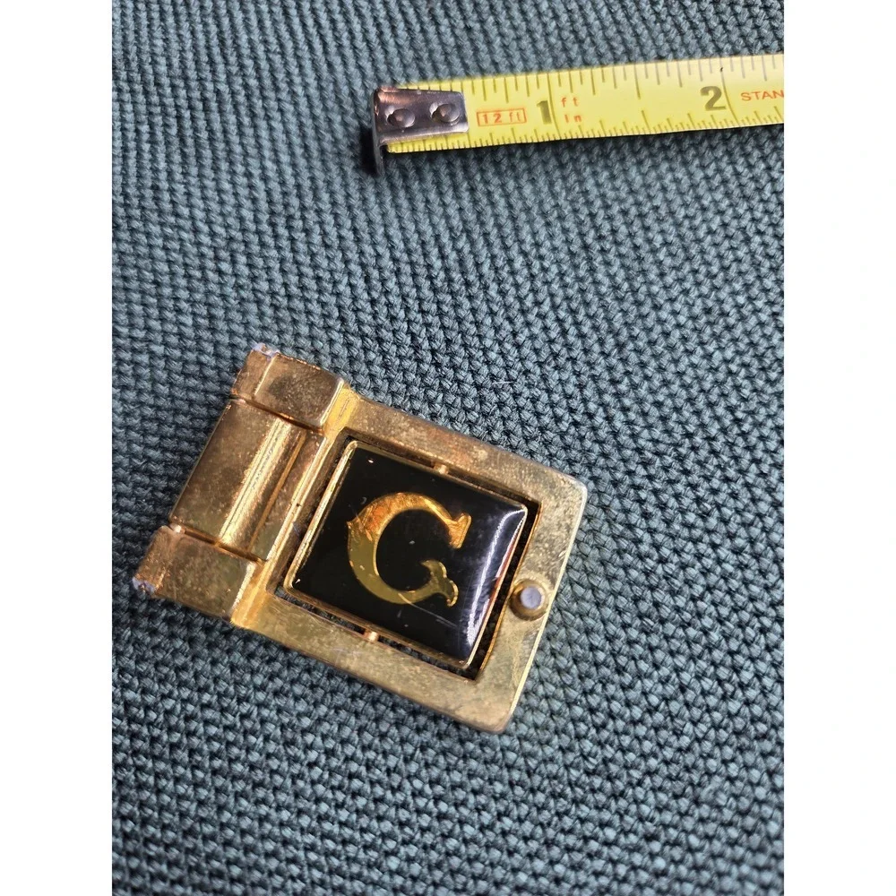 Vintage Antique Flip Letter G Enamel Gold Belt Buckle 1in Belt Antique
